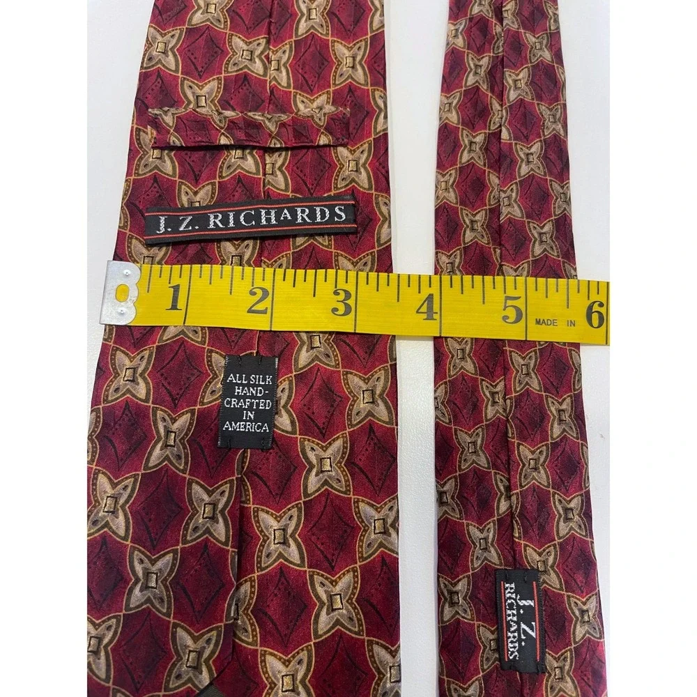 J.Z. Richards Red Gold Silk Floral Patterned Mens‎ Tie